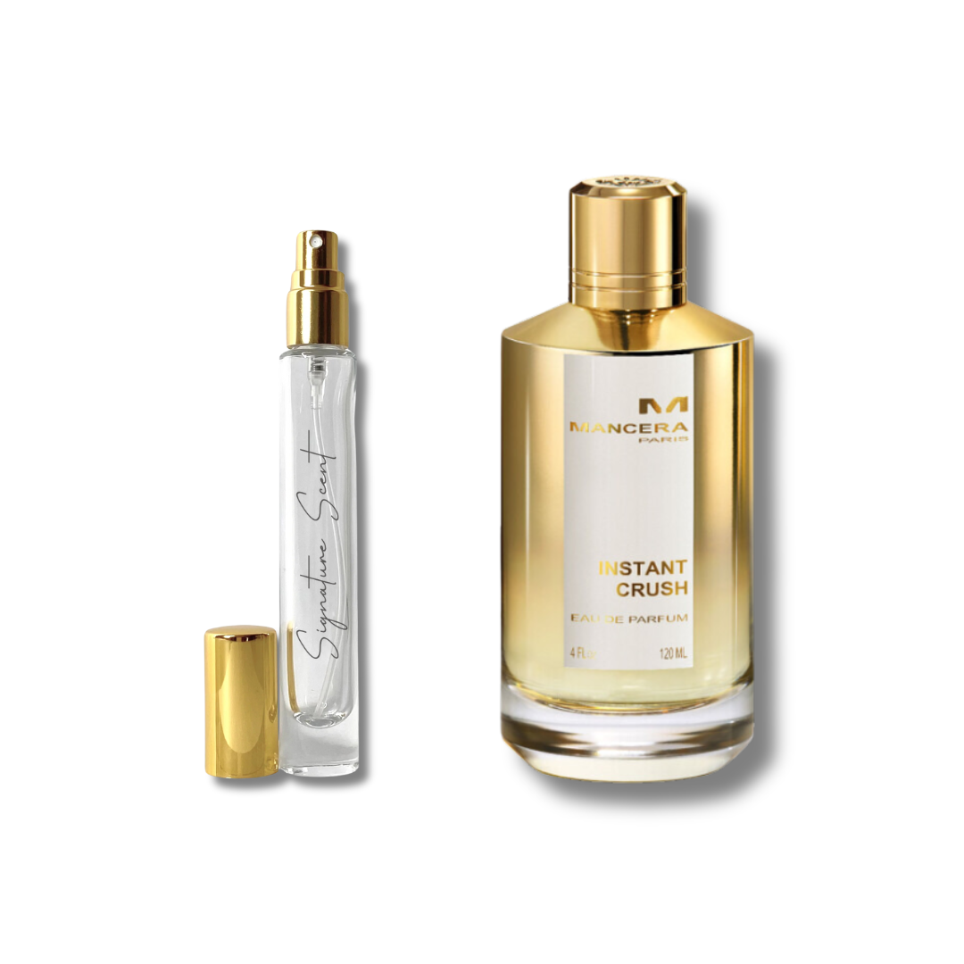 Decant Instant Crush – mostre parfum unisex ambrat-floral, cu note de șofran, trandafir și ambra. Perfect pentru toamnă și iarnă. Descoperă decanturi parfum seducătoare și intense din categoria parfumuri damă și parfumuri bărbați.