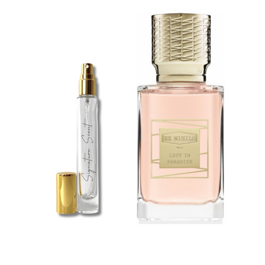 Decant Lust in Paradise – mostre parfum damă floral-fructat, cu note de lychee, bujor și mosc alb. Ideal pentru vară și primăvară. Descoperă decanturi parfum luminoase și feminine din categoria parfumuri damă de nișă.
