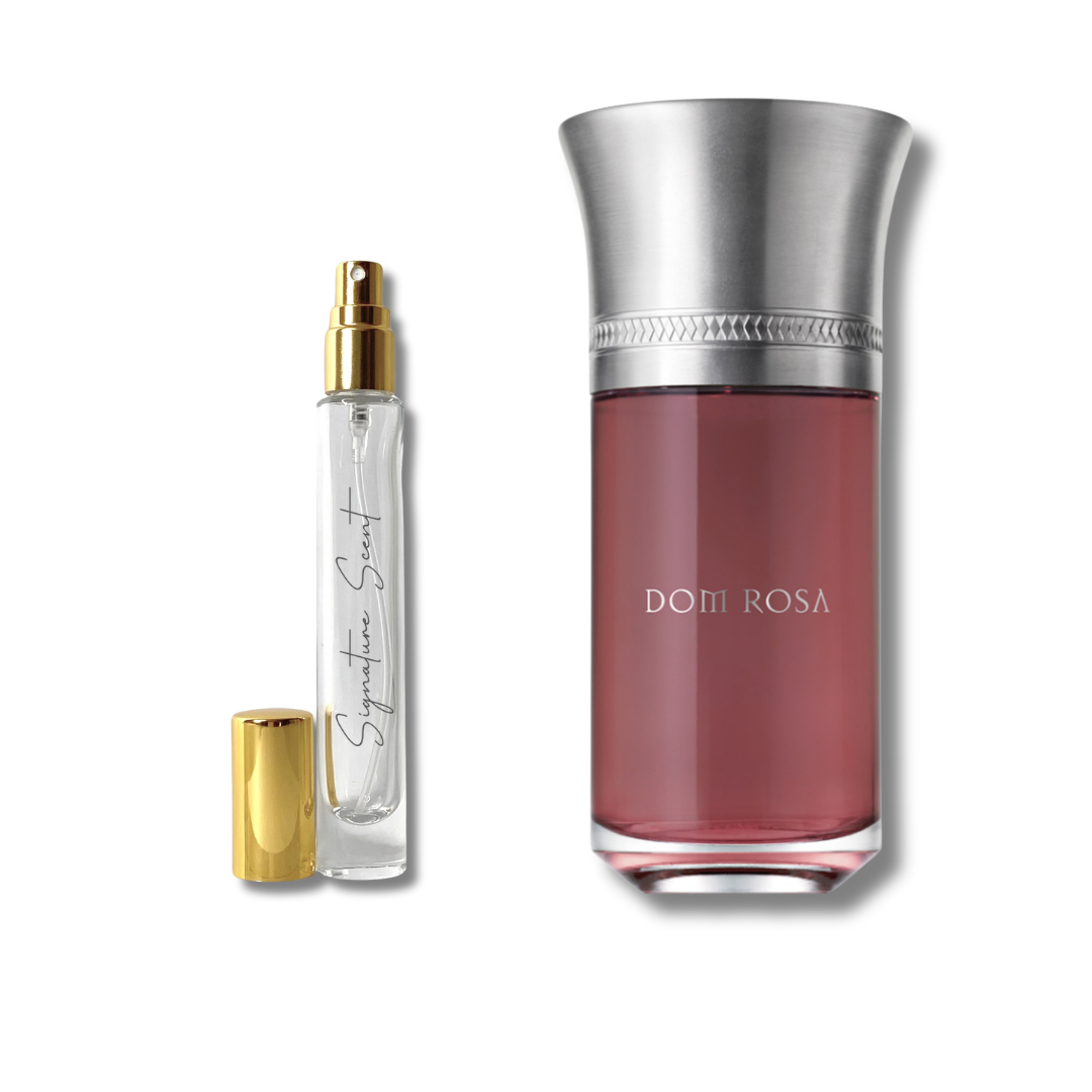 Decant Dom Rosa – mostre parfum unisex sofisticat, cu note de trandafir, șampanie și lemn. Perfect pentru primăvară și toamnă. Descoperă decanturi parfum originale pentru parfumuri damă și parfumuri bărbați.