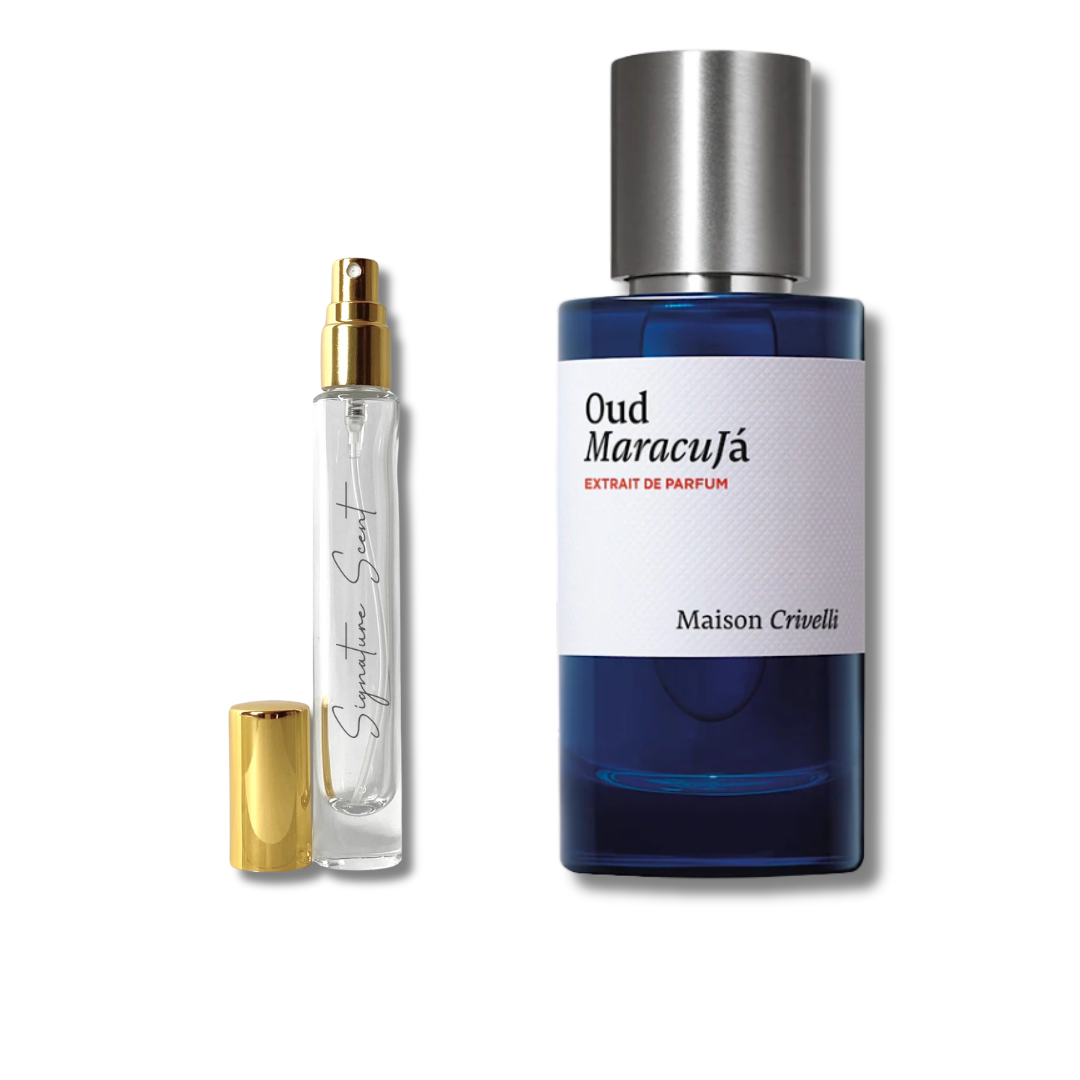 Decant Oud Maracujá – mostre parfum unisex cu note exotice de fructul pasiunii și oud. Descoperă decanturi parfum de nișă pentru parfumuri damă și parfumuri bărbați