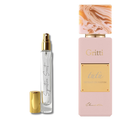 Decant Tutù – mostre parfum damă pudrat și floral, cu note delicate de iris, mosc și vanilie. Perfect pentru primăvară și toamnă. Descoperă decanturi parfum elegante din categoria parfumuri damă.